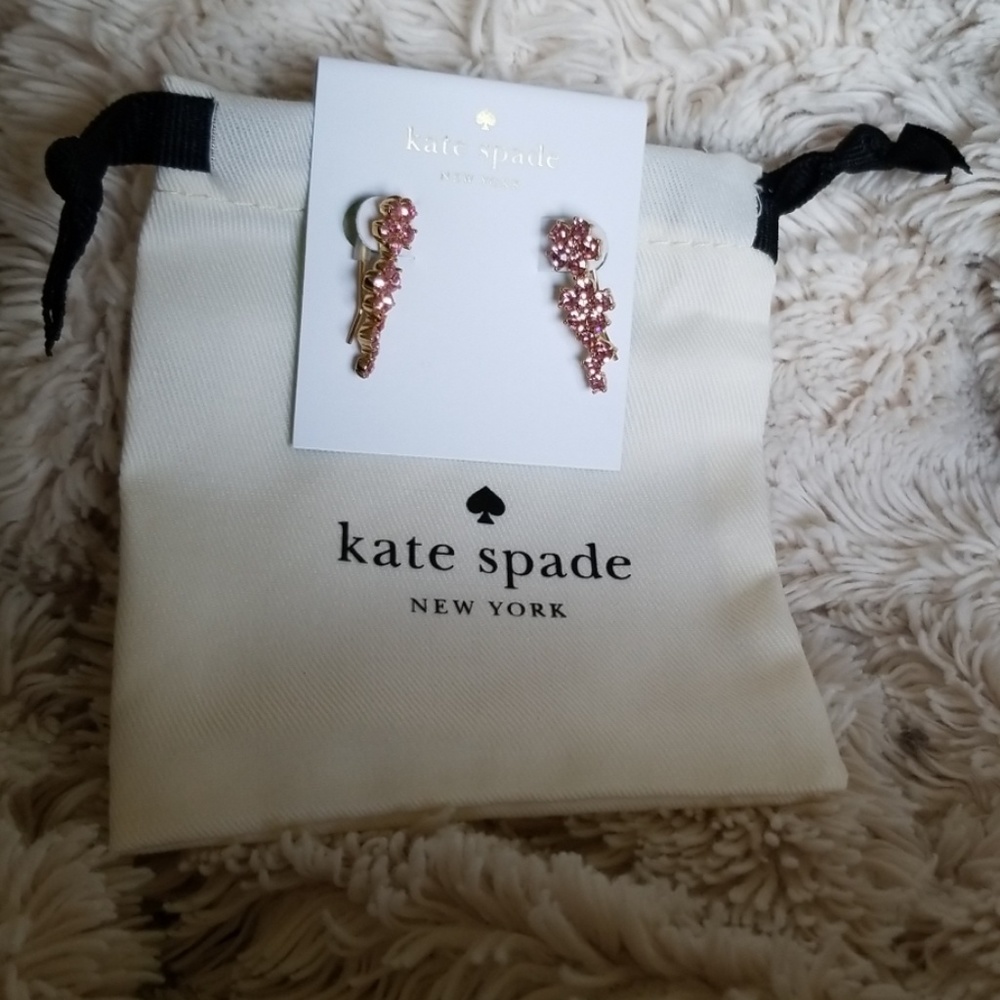 Kate Spade Pink Flower Crawler Earrings